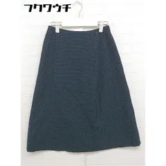 ◇ NATURAL BEAUTY BASIC チェック 膝下丈 フレア スカート サイズ M ネイビー グリーン レディース  【1109240004539】
