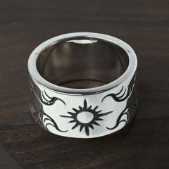 【研磨済】 ARIZONA FREEDOM シルバー リング 17号 R-10a 太陽神 唐草 silver 925 アリゾナフリーダム