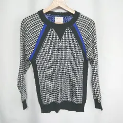 ◇ ⊇ SENSE OF PLACE by URBAN RESEARCH 千鳥柄 長袖 ニット セーター サイズF ホワイト ブラック ブルー レディース E  【1409240065197】