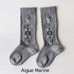 【新品・未使用】collegien(コレジアン) Dalia【Aigue Marine】Jacquard Flower Knee-high Socks ジャカードフラワー ニーハイ 【2650】 13.5cm〜21cm