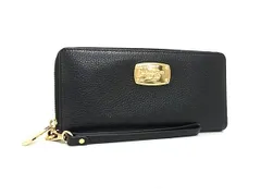 ■美品■ MICHAEL KORS マイケルコース レザー ラウンドファスナー 長財布 ウォレット 札入れ 小銭入れ カード入れ ブラック系 DK2487