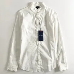 30d14 ARMANI JEANS アルマーニジーンズ 長袖シャツ ドレスシャツ ハイネック 胸元ロゴ 42 ホワイト コットン ポリウレタン レディースのサムネイル