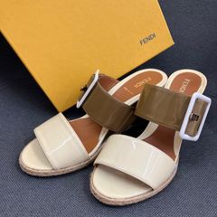 △フェンディ　FENDI サンダル　ミュール　ベージュ　茶系　24cm相当