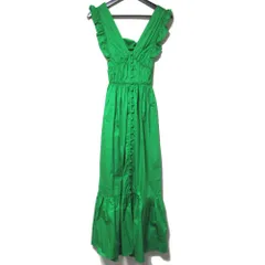 美品 Self-Portrait セルフポートレイト ノースリーブ ロング丈 ワンピース 21S-SS21-036C サイズUS2 グリーン レディース 古着 中古 USED