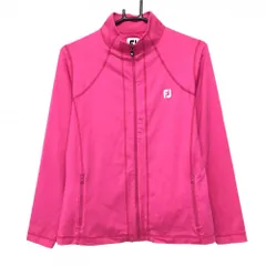 【超美品】フットジョイ ジャケットブルゾン ピンク ロゴ白 ストレッチ レディース M ゴルフウェア FootJoy