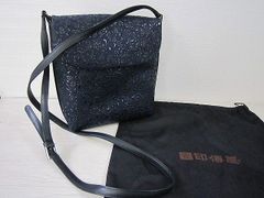 インデンヤ 印傳屋 ショルダーバッグ 印伝 ネイビー 紺 レザー 斜め掛け 鞄【未使用保管品】MO1020APA【Shops 匿名配送】