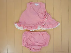 ラルフローレン ralph lauren アウトレット 子供服 女の子 70cm ベビー服 ブラウス ノースリーブ ブルマ パンツ 2点 ギンガム チェック ピンク 春 夏 ★3 セットアップ ガールズ キッズ ベビー 【中古】 ユーズド