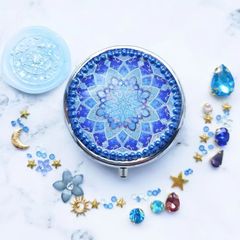 再々々再販★　ブルー曼荼羅のピルケース　レジンピルケース　ハンドメイドレジン　ハンドメイドピルケース　薬入れ　小物入れ