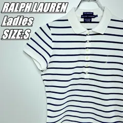 【国内古着】RALPH LAUREN　ラルフローレン　ポロシャツ　ボーダー　レディース　サイズS　ホワイト×ネイビー