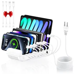 ChrisPow 65W USB充電ステーション 8ポート Type-c *4 USB-A 4PDケーブル2本 Type-Cコード*2本 スマホ充電スタンド 複数同時電源アダプター usbコンセント 卓上スタンド タイプＣコンセント PSE認証済 卓上収納…