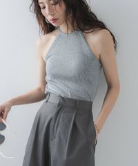 夢展望公式 [新品未使用] ホルターネックラメタンク [グレー] 他カラー別ページ有 bohmal カットソートップス カットソートップス・Ｔシャツ（キャミソール・ベアトップ） 535266-02