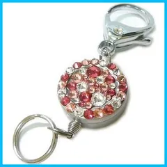 【特価セール】リール キーホルダー NM 伸びる キーホルダー 『ribes』 リール式 ワイヤー フック付 鍵 キーホルダー スワロフスキー クリスタル [F]