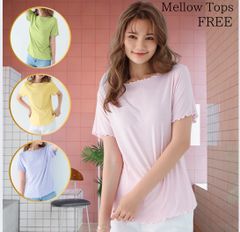 メロウ　Tシャツ トップス　可愛い おしゃれ ピンク  冷感  ブルー  パープル　イエロー