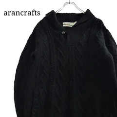【90s・アイルランド製】arancrafts アランニット 黒 ショールカラー