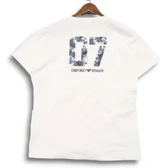 EMPORIO ARMANI エンポリオ アルマーニ 春夏 ロゴ★ ナンバリング プリント 半袖 カットソー Tシャツ Sz.M メンズ 白 日本製