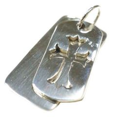 シルバー925 プレーンとクロスにくりぬかれたプレートの2枚組ペンダントトップ silver925 シルバーアクセサリー ペンダントヘッド ペンダン