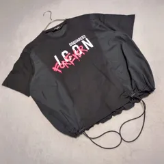 【ディースクエアード】（M）Tシャツ クルーネック プリント ドローコード