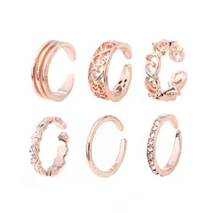 【数量限定】ファッションリング メンズ レディース アクセサリー 人気 リング セット 6個入り 調節可能 おしゃれ 指輪 シンプル [YFFSFDC] シルバー