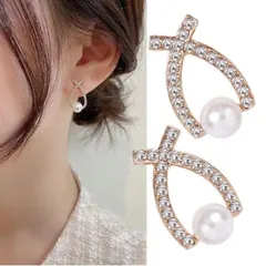 【 パールデザインパヴェピアス 】