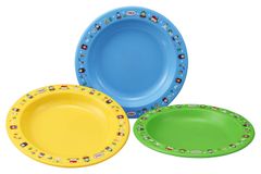 【在庫セール】OSK 子供食器 中皿 きかんしゃトーマス 3枚セット [直径約18.3cm/電子レンジOK] 日本製 食洗機対応 PT-22