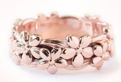 ハワイアンリング フラワーモチーフ ハワイアンジュエリー ピンクゴールドリング レディースリング おしゃれで可愛い指輪 ハイビスカス模様