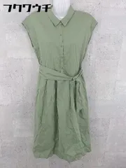 ◇ ◎ Simplicite シンプリシテェ ハーフボタン ノースリーブ 膝下丈 ワンピース カーキ レディース 【中古】 【1002802068690】