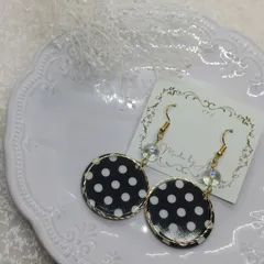 訳あり ドット柄大振りピアス ピアス⇔イヤリング交換OK
