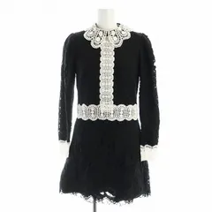 アリスオリビア alice + olivia ワンピース ミドル 総レース ケミカルレース 刺繍 フリル 黒 ブラック ■GY19 /MQ