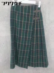 ◇ NATURAL BEAUTY BASIC チェック 膝下丈 フレア スカート サイズXS グリーン系 レディース 【中古】 【1002802219894】