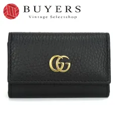 【中古】 グッチ キーケース 456118 GGマーモント レザー ブラック ゴールド金具 6連 小物 レディース 女性 GUCCI