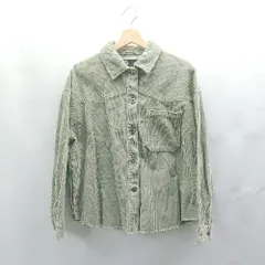 ◇ ⊇ ZARA コーデュロイ風　厚手 長袖 フレイド コーデュロイジャケット サイズM カーキ系 レディース E  【1503060045794】