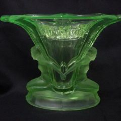 ウランガラスの花器　1930's アールデコ　1930s Art Deco