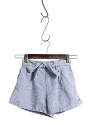 【お得なクーポン配布中!】 ポロ ラルフローレン シアサッカー ストライプ ショートパンツ キッズ ガールズ 140cm 古着 コットン ツータック 短パン ミニ丈 ベルト付き