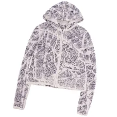 極美品 クリスチャンディオール Christian Dior ニット パーカー 2023 フーディー カーディガン カシミヤ100％ 総柄 ロゴ トップス レディース I44(XL相当) ホワイト/ブラックのサムネイル