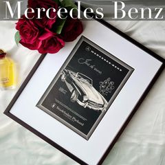 ＜1958 広告＞Mercedes Benz メルセデベンツ ポスター ヴィンテージ ビンテージ アートポスター 額付 フレーム付き インテリア モダン おしゃれ かわいい 壁掛け フランス ポップ  モノトーン モノクロ  自動車 手書き