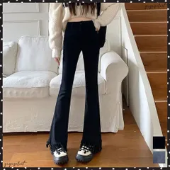 フレアパンツ デニムパンツレディース美脚ハイウエスト スキニーデニムパンツ 着やせ カジュアル ロングパンツ おしゃれ 裾フリンジ ジーパン 細身 スリム 韓国ボトムスストレート ジーンズ春秋低身長 デニムフレアパンツ