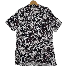 アロハシャツ 総柄 US古着 ボタンダウン オープンカラー 開襟シャツ 半袖 シャツ メンズ ブルーブラック/その他