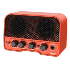 オレンジ LEKATO ミニギターアンプ エレキギターアンプ 2つサウンドチャンネル 5W Bluetooth機能 ヘッドホン端子搭載 音量調節 小型 自宅 練習用 充電式 日本語取扱説明書付き (オレンジ)