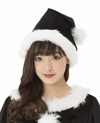 [クリスマス コスプレ]　NEW サンタ帽子（ブラック） [カラフル サンタ 帽子 カラー帽子 クリスマス カラーサンタ サンタクロース コスチューム クリスマス 衣装]【873709】MM+