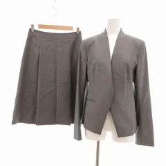 セオリーリュクス theory luxe 美品 セットアップ スーツ ノーカラージャケット スカート 総裏地 グレー 38 40 /UOのサムネイル