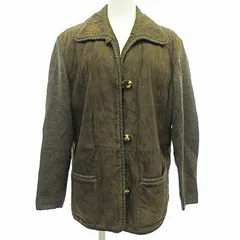 サルヴァトーレフェラガモ Salvatore Ferragamo レザージャケット スウェード 総柄 ニット切替 茶 40 0812 ■GY06のサムネイル