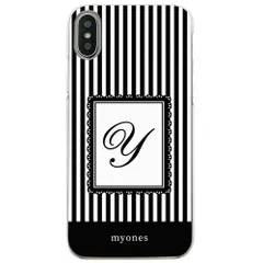 【新品未使用】iPhone13 アイフォン13 クリア ハードケース ( ストライプホワイト  イニシャルY ) ボーダー ストライプ イニシャル アルファベット