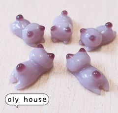 ぐで猫シリーズ　ココア猫　5匹セット　レジン　デコパーツ