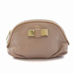 【美品】Chloe ポーチ　パープル　リボン本革