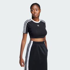 アディダス オリジナルス スリーストライプス 半袖ベビーＴシャツ ストリートファッション レディース KNZ20 IU2532 WOMEN THREE STRIPES SHORT SLEEVE BABY T‐SHIRT BLACK