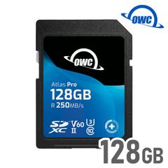 プロ仕様の高速転送SDカード【128GB】OWC Atlas Pro SD｜SDXC UHS-II V60｜最大速度 書き込み：130MB/S・読み出し：250MB/S｜防水・防塵・耐衝撃｜国内正規品・3年保証｜OWCSDV60P0128