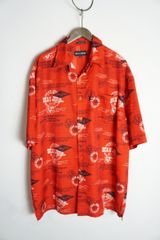 美品 90s 00s Sean John ショーン ジョン 半袖シャツ ポリエステル 赤 サイズXL 総柄 1005O★2