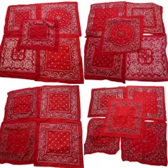 古着卸 まとめ売り ペイズリー柄 バンダナ 小物 19枚セット (ユニセックス ) レッド 赤 中古 古着 NB4161