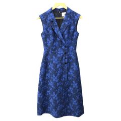Rene ルネ TISSUE ワンピース レディース ノースリーブ コットン フラワー 花柄 ロング丈 ブルー/ブラック 36サイズ 6226020 中古 T1