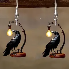 カラス ランプ ピアス フックタイプ 鴉 鳥 闇 神 羽 守護 使者 魔除け 八咫烏 再生 ミステリアス 神話 邪気 カジュアル ギフト ペア 贈り物 贈りもの 新品